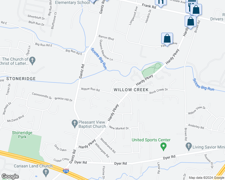 map of restaurants, bars, coffee shops, grocery stores, and more near 1953 Rock Creek Drive in Grove City