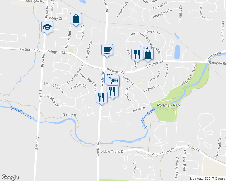 map of restaurants, bars, coffee shops, grocery stores, and more near 3600 Esquire Drive in Canal Winchester