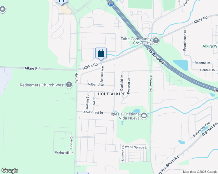 map of restaurants, bars, coffee shops, grocery stores, and more near 4427 Tolbert Avenue in Grove City