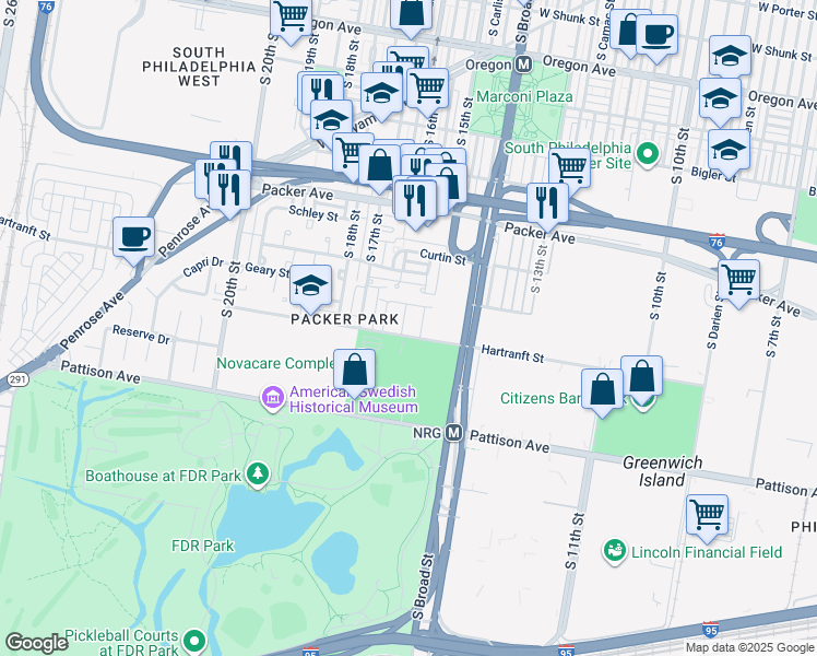 map of restaurants, bars, coffee shops, grocery stores, and more near 3231 Chaucer Street in Philadelphia