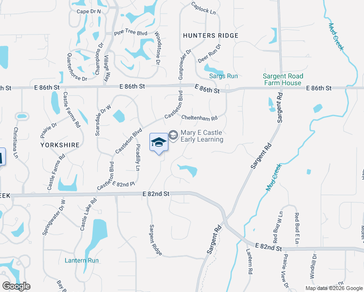 map of restaurants, bars, coffee shops, grocery stores, and more near 8510 82nd Street in Indianapolis