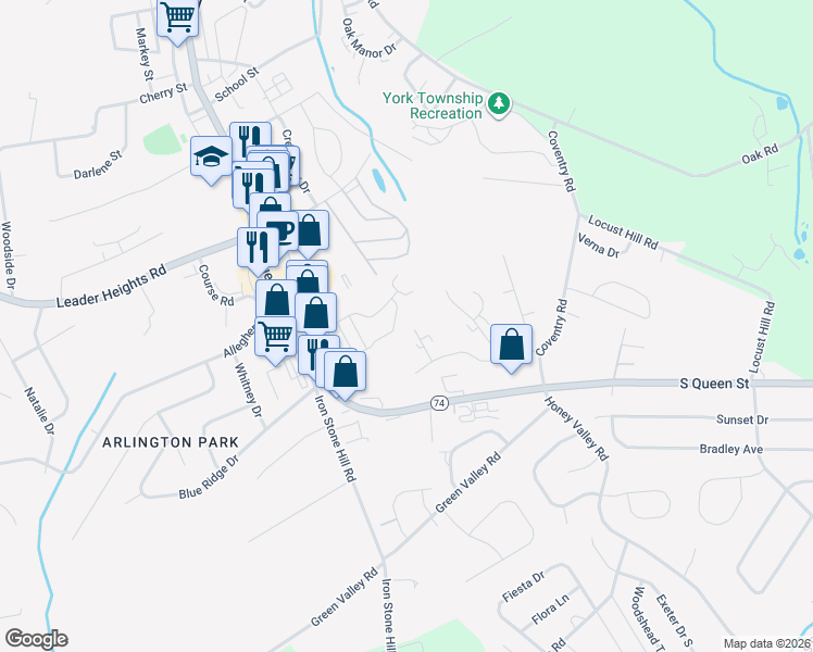 map of restaurants, bars, coffee shops, grocery stores, and more near 230 Craigdan Drive in Dallastown