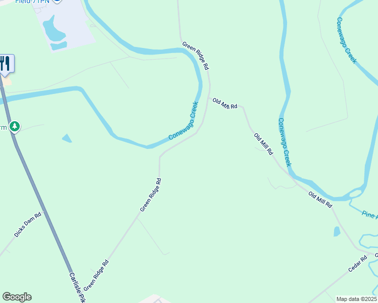 map of restaurants, bars, coffee shops, grocery stores, and more near 465 Green Ridge Road in New Oxford