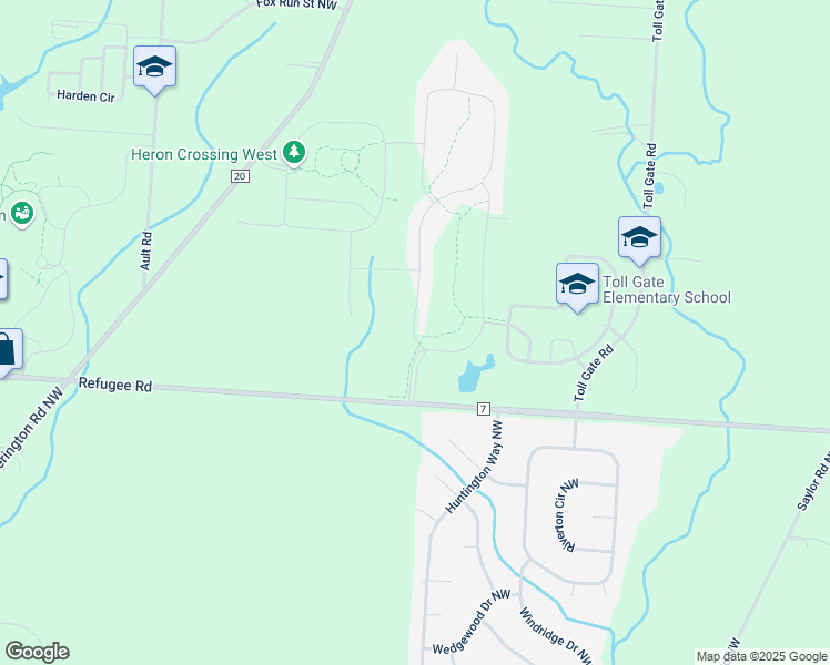 map of restaurants, bars, coffee shops, grocery stores, and more near 12146 Prairie View Drive Northwest in Pickerington