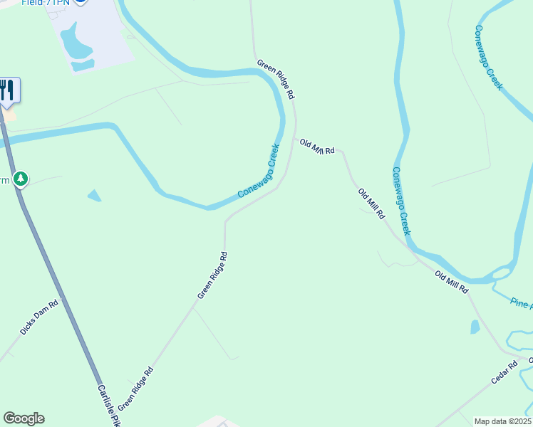 map of restaurants, bars, coffee shops, grocery stores, and more near 465 Green Ridge Road in New Oxford