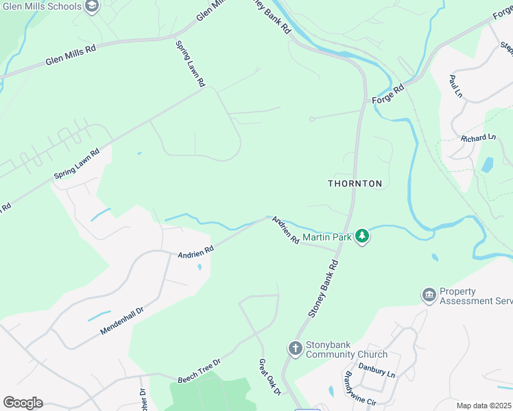 map of restaurants, bars, coffee shops, grocery stores, and more near 31 Andrien Road in Glen Mills