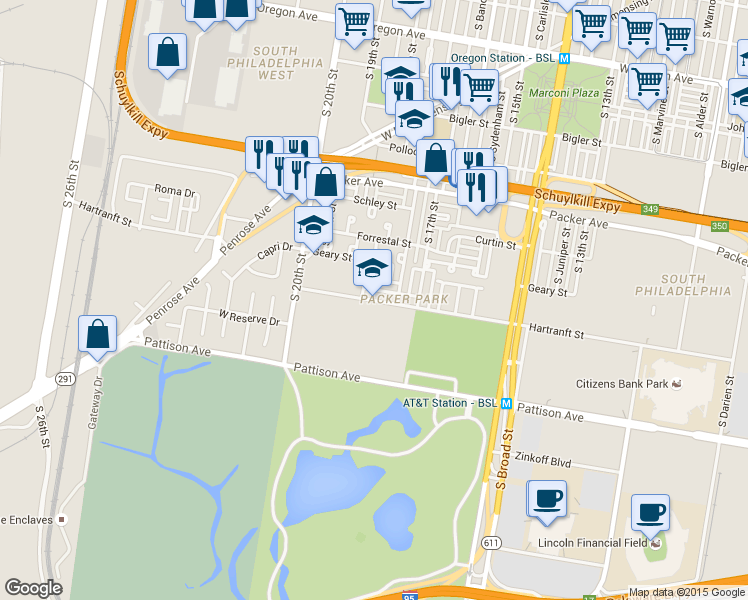 map of restaurants, bars, coffee shops, grocery stores, and more near 1841 Hartranft Street in Philadelphia