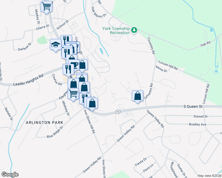map of restaurants, bars, coffee shops, grocery stores, and more near 230 Craigdan Drive in Dallastown