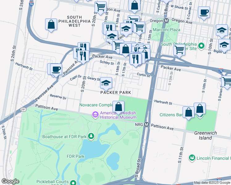 map of restaurants, bars, coffee shops, grocery stores, and more near 1715 Hartranft Street in Philadelphia