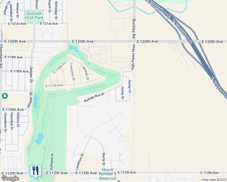 map of restaurants, bars, coffee shops, grocery stores, and more near 11697 Olathe Street in Commerce City