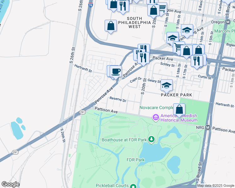 map of restaurants, bars, coffee shops, grocery stores, and more near 3413 Trevi Court in Philadelphia