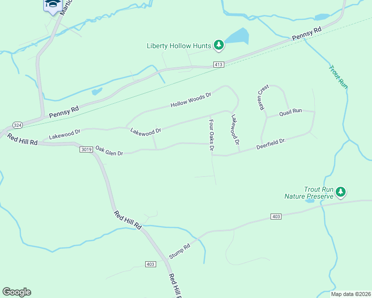 map of restaurants, bars, coffee shops, grocery stores, and more near 92 Oak Glen Drive in Pequea