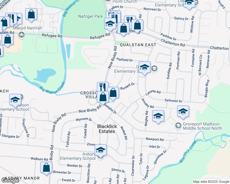 map of restaurants, bars, coffee shops, grocery stores, and more near 3309 Faycrest Road in Columbus