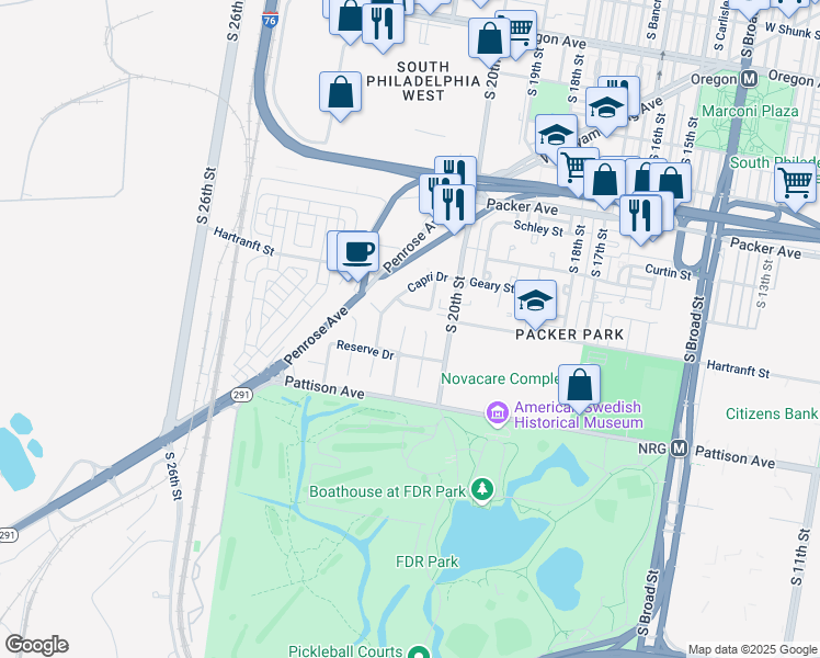 map of restaurants, bars, coffee shops, grocery stores, and more near 3407 Tuscany Drive in Philadelphia