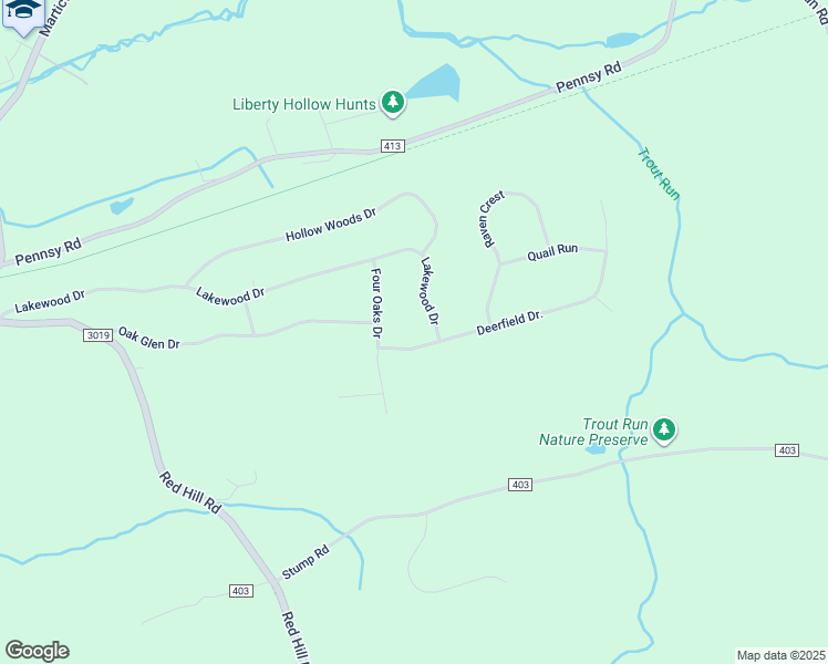 map of restaurants, bars, coffee shops, grocery stores, and more near 18 Deerfield Dr in Pequea