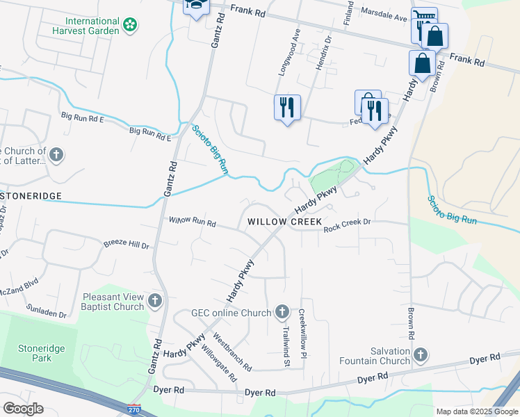map of restaurants, bars, coffee shops, grocery stores, and more near 1885 Rock Creek Drive in Grove City