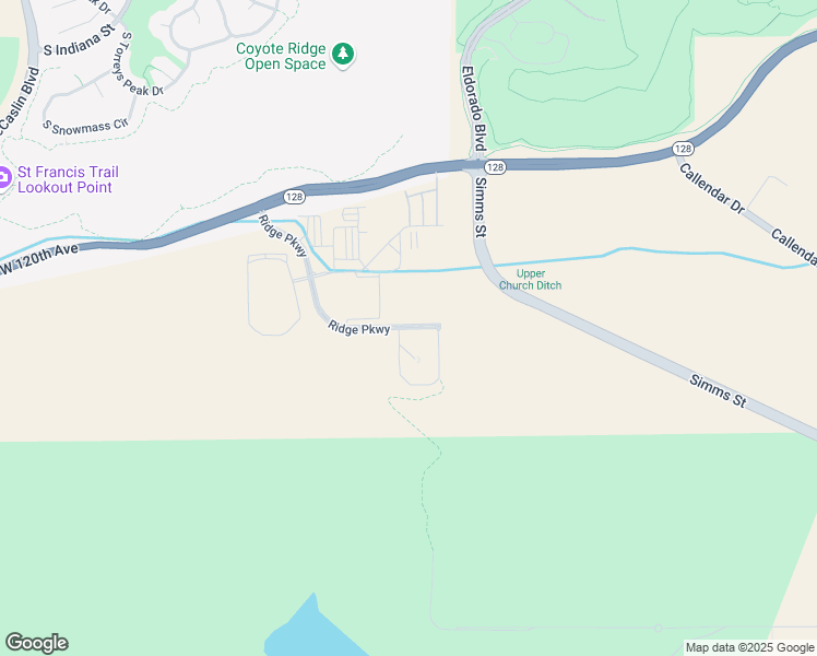 map of restaurants, bars, coffee shops, grocery stores, and more near 11845 Ridge Pkwy in Broomfield