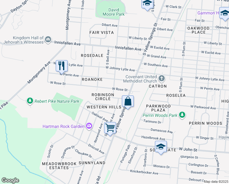 map of restaurants, bars, coffee shops, grocery stores, and more near 1500 South Western Avenue in Springfield