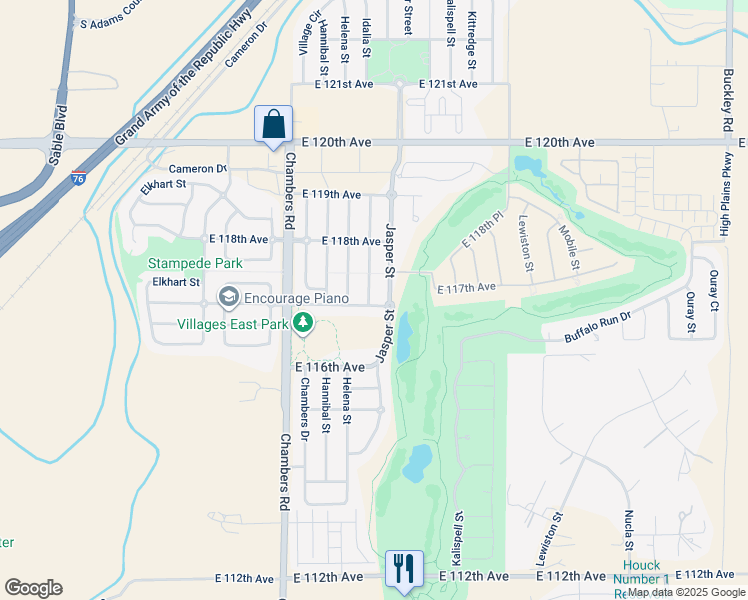 map of restaurants, bars, coffee shops, grocery stores, and more near 15663 East 117th Avenue in Commerce City