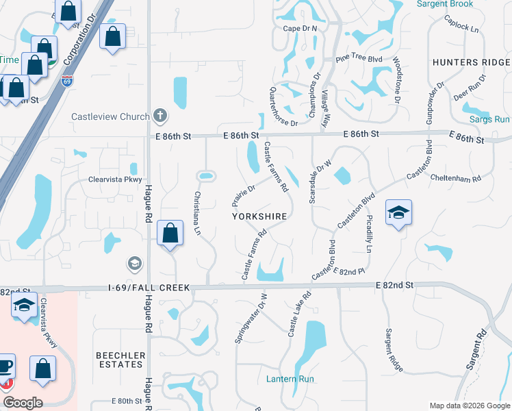 map of restaurants, bars, coffee shops, grocery stores, and more near 8128 Old Prairie Court in Indianapolis