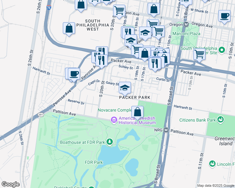 map of restaurants, bars, coffee shops, grocery stores, and more near 1859 Hartranft Street in Philadelphia