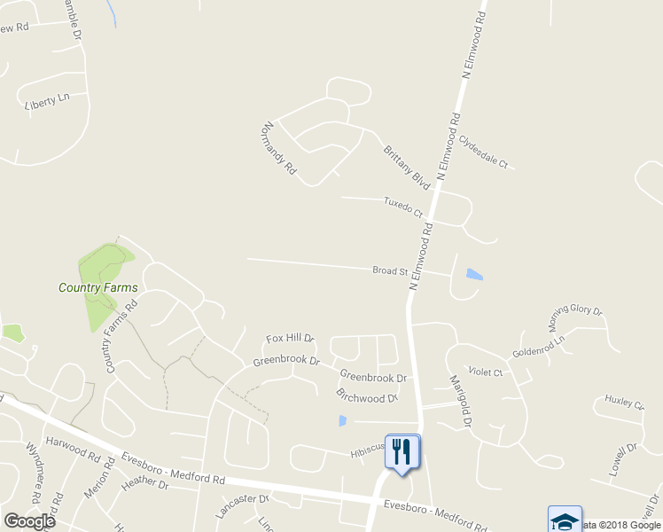 map of restaurants, bars, coffee shops, grocery stores, and more near Broad Street in Evesham Township
