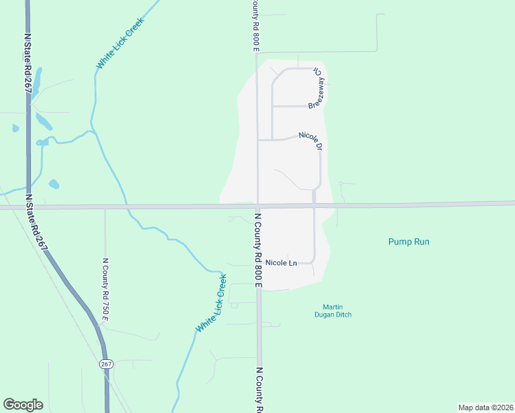 map of restaurants, bars, coffee shops, grocery stores, and more near 10392 800 East in Brownsburg