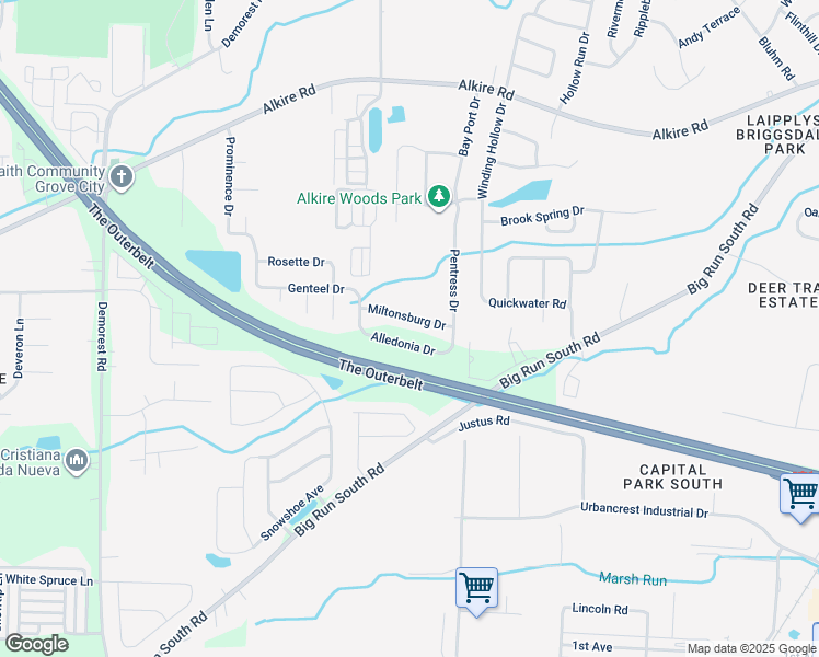 map of restaurants, bars, coffee shops, grocery stores, and more near 3760 Allmon Road in Grove City