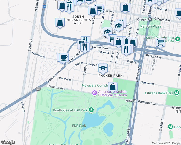 map of restaurants, bars, coffee shops, grocery stores, and more near 1913 Hartranft Street in Philadelphia
