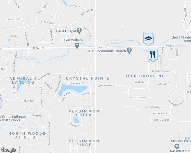 map of restaurants, bars, coffee shops, grocery stores, and more near 8733 Carroll Road 700 West in Indianapolis