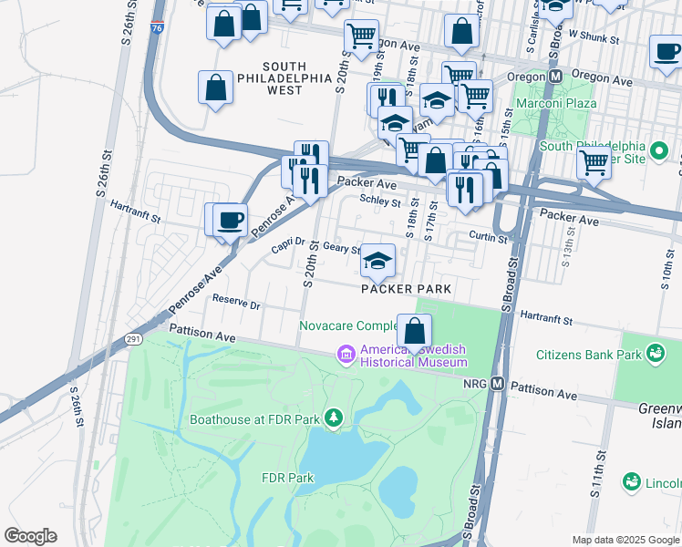 map of restaurants, bars, coffee shops, grocery stores, and more near 1913 Hartranft Street in Philadelphia