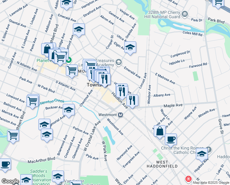 map of restaurants, bars, coffee shops, grocery stores, and more near 212 North Haddon Avenue in Haddon Township