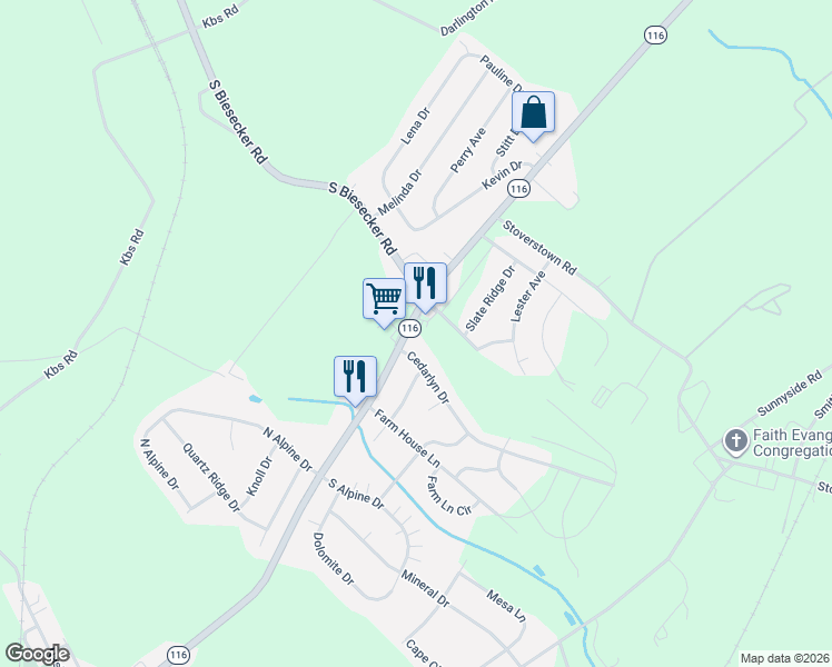 map of restaurants, bars, coffee shops, grocery stores, and more near 11 Cedarlyn Drive in York