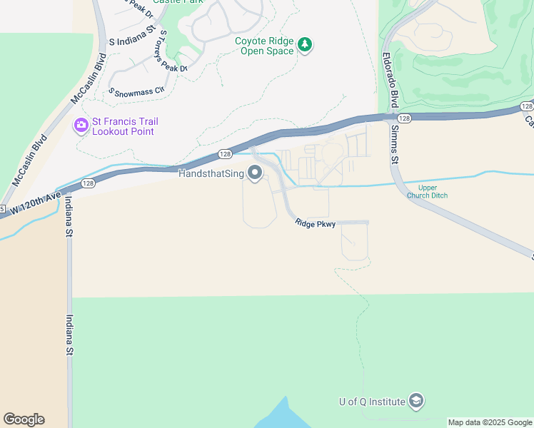 map of restaurants, bars, coffee shops, grocery stores, and more near 11835-11839 Ridge Pkwy in Broomfield