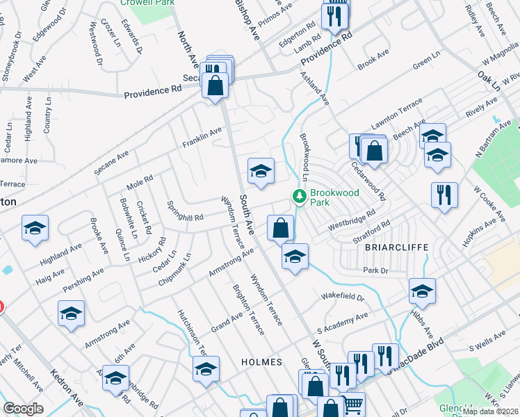 map of restaurants, bars, coffee shops, grocery stores, and more near 802 South Avenue in Delaware County