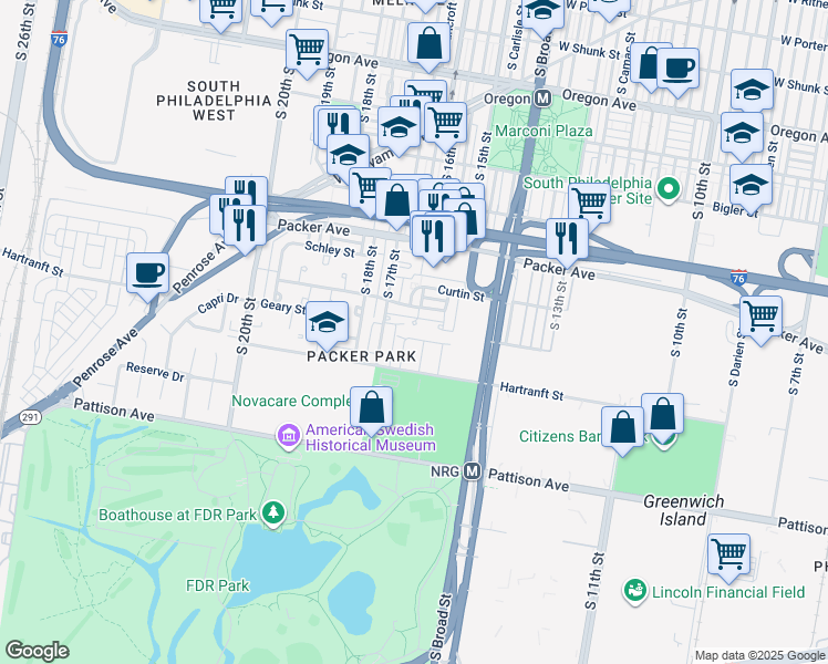 map of restaurants, bars, coffee shops, grocery stores, and more near 1553 Hulseman Street in Philadelphia