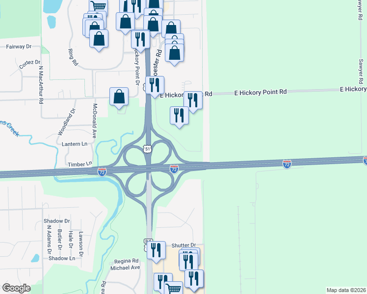 map of restaurants, bars, coffee shops, grocery stores, and more near in Macon County