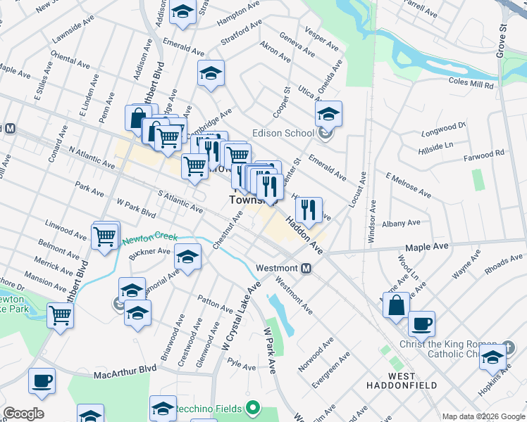 map of restaurants, bars, coffee shops, grocery stores, and more near 31 Glenwood Avenue in Haddon Township