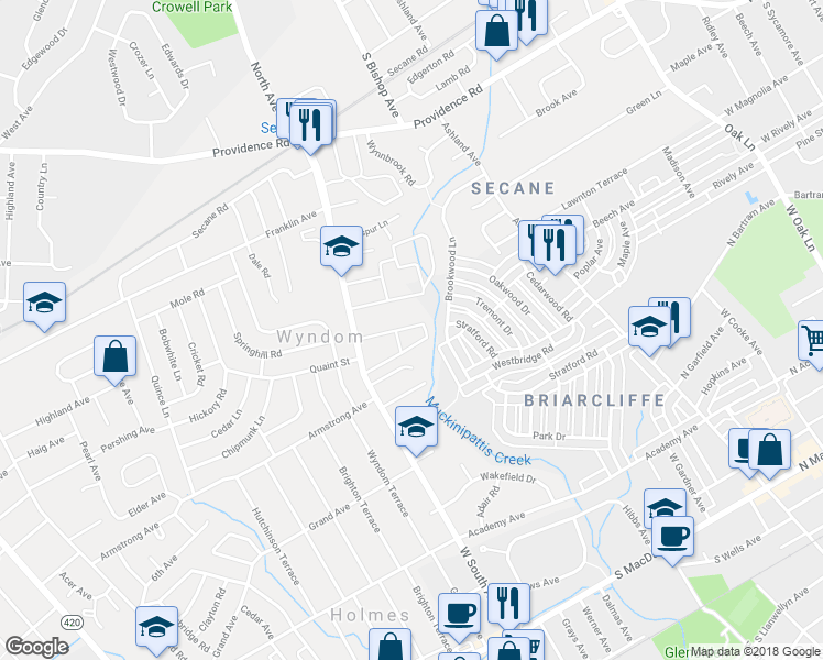map of restaurants, bars, coffee shops, grocery stores, and more near 826 South Avenue in Delaware County