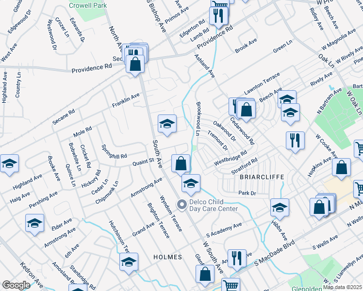 map of restaurants, bars, coffee shops, grocery stores, and more near 826 South Avenue in Delaware County