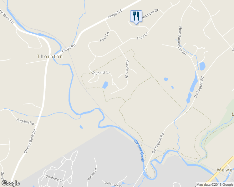 map of restaurants, bars, coffee shops, grocery stores, and more near 45 Stephen Drive in Glen Mills