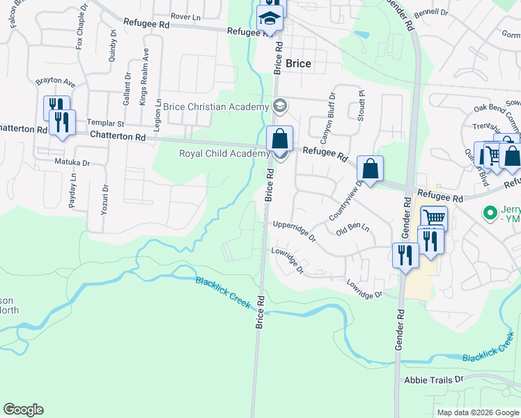 map of restaurants, bars, coffee shops, grocery stores, and more near 3251 Brice Road in Canal Winchester