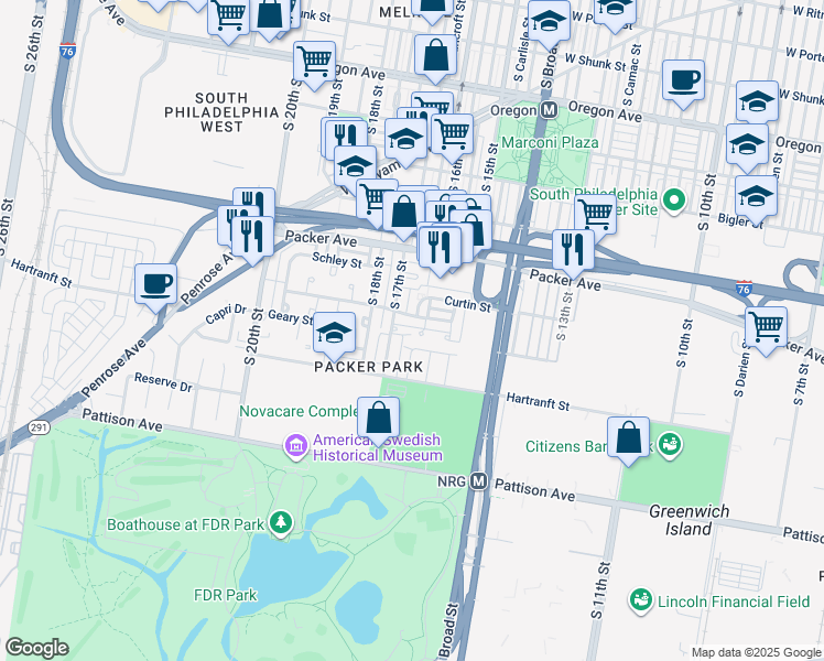 map of restaurants, bars, coffee shops, grocery stores, and more near 3186 Leyte Place in Philadelphia