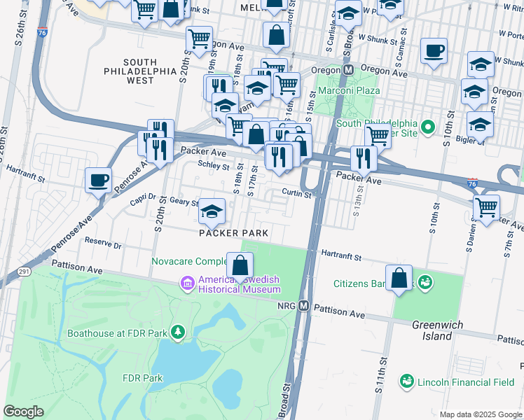 map of restaurants, bars, coffee shops, grocery stores, and more near 3186 Leyte Place in Philadelphia