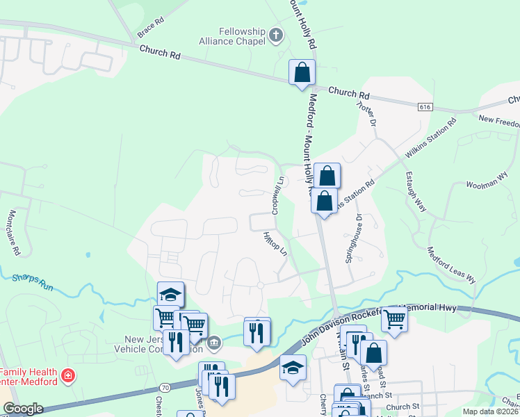 map of restaurants, bars, coffee shops, grocery stores, and more near 20 Summerhill Lane in Medford