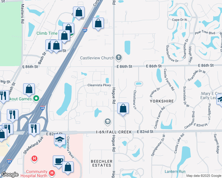 map of restaurants, bars, coffee shops, grocery stores, and more near 8470 Lynhaven Place in Indianapolis