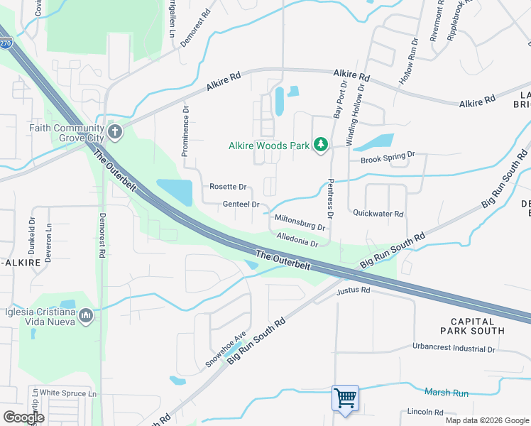 map of restaurants, bars, coffee shops, grocery stores, and more near 3816 Rosette Drive in Grove City