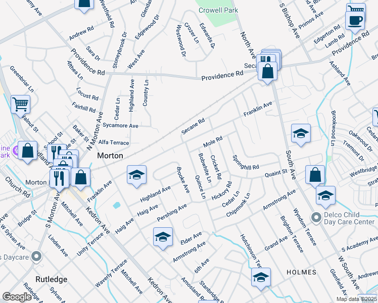 map of restaurants, bars, coffee shops, grocery stores, and more near 888 Quince Ln in Clifton Heights