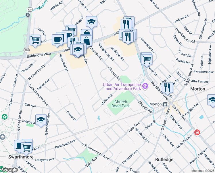 map of restaurants, bars, coffee shops, grocery stores, and more near 924 Stewart Avenue in Springfield