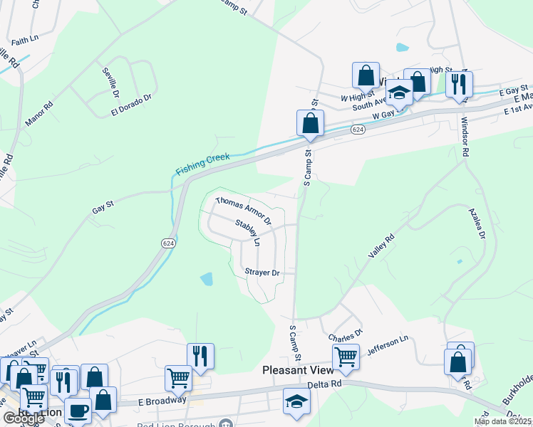 map of restaurants, bars, coffee shops, grocery stores, and more near 705 Thomas Armor Drive in Windsor